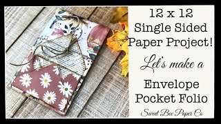 Easy Envelope Folder 12x12 Paper Project Single Sided Paper Snail Mail Folder Junk Journal Ephemera