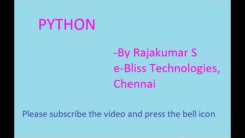 Python If Else Sample Program by Rajakumar, e-Bliss Technologies
