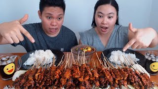 100 pcs ISAW BBQ STICK MUKBANG | CHICKEN INTESTINE BBQ STICK