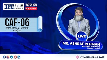 CAF 6   Sir Ashraf Rehman   Lecture 01