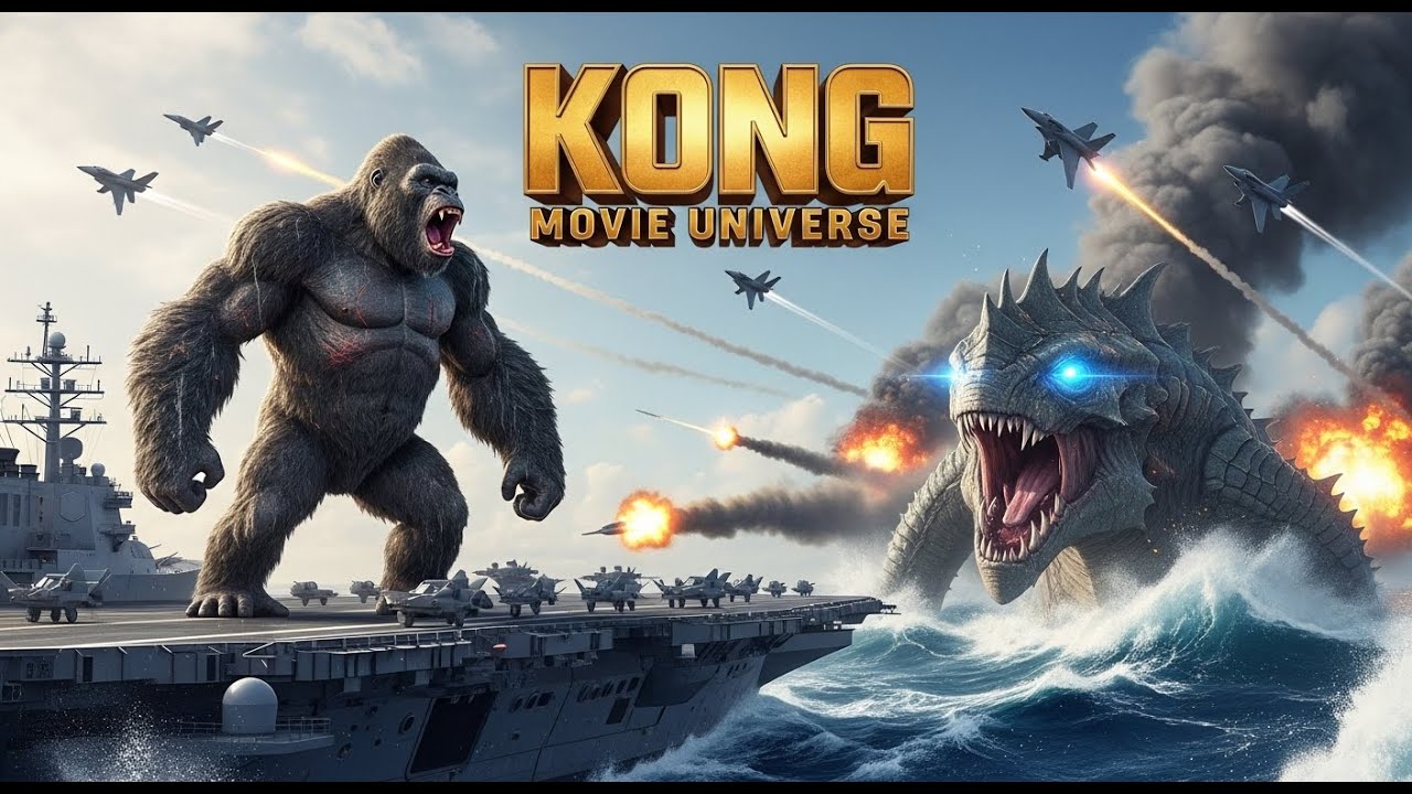 King Kong and the navy confront the giant sea monster Leviathan: Epic Battle!