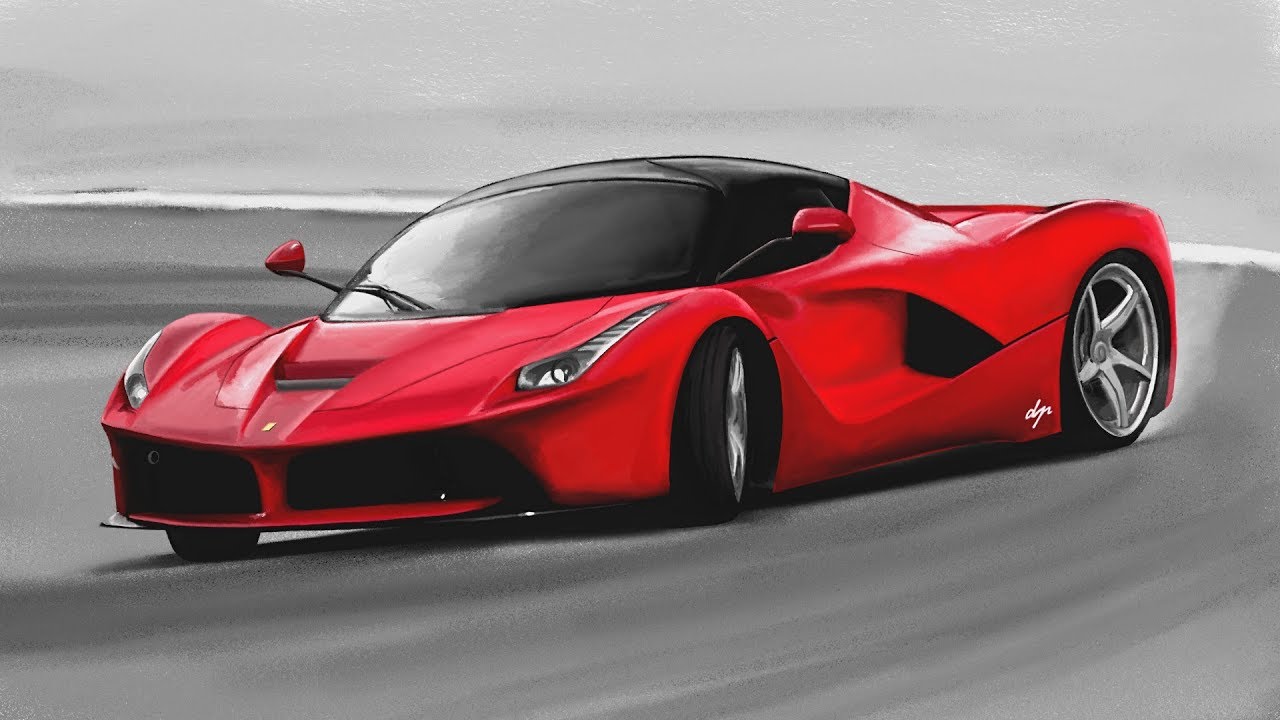 Ferrari Laferrari Drift Realistic Drawing Drawingpat