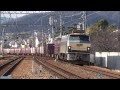 走行動画 JR神戸線さくら夙川駅を通過するEF66 24の貨物列車