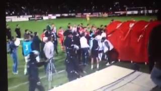England U21 get attacked by Serbia fans