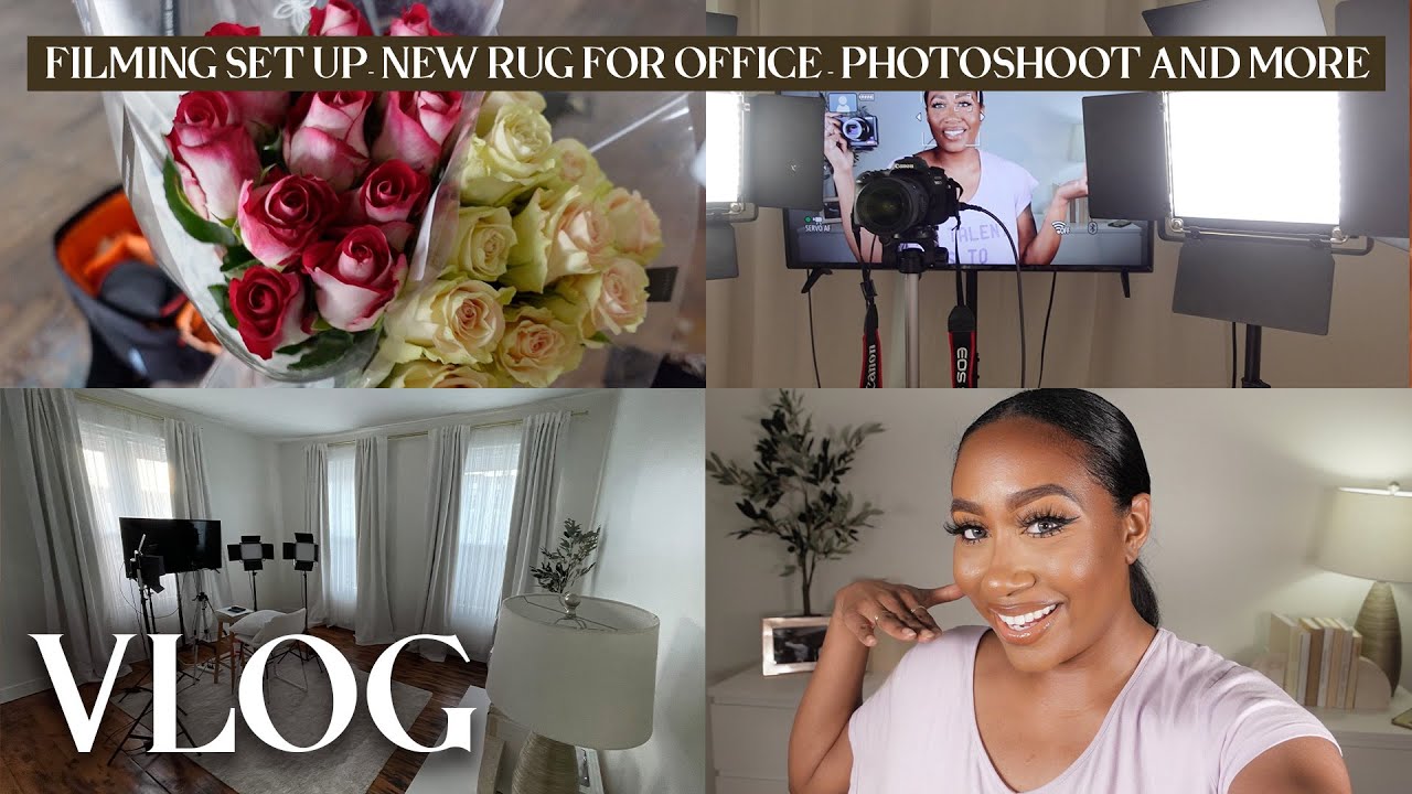 FILMING SET UP, NEW RUG FOR OFFICE, PHOTOSHOOT, CURLING MY SISTER'S HAIR, EDITING | VLOG