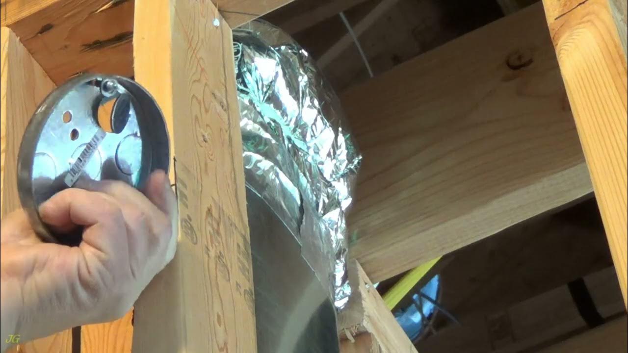 Installation of a 4” round shallow pancake junction box for a bathroom