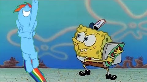 Rainbow Dash trying to get a pizza from SpongeBob