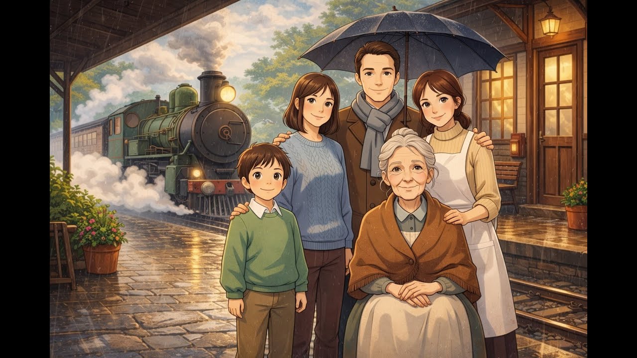 Traveling by train with family | foggy windows, slow views & soft laughter | Ghibli-style scene