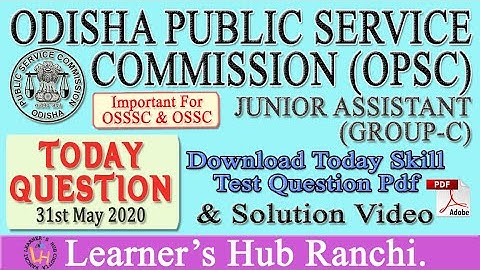 OPSC 31 May Computer Skill Test Question & Its Solution, Important for OSSC and OSSSC Student