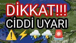 Yarin Perşembe Günü İçi̇n Kuvvetli̇ Hava Durumu Uyarisi ⛈️🚨⚡