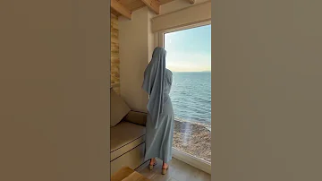 Matching The Blue Abaya With The Beach View Full Outfit Available On Www Fatimadetetuan Com 
