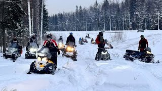 картинка: Пермь на снегоходах,прокатились по логам BRP turbo POLARIS khaos STELS YAMAHA nitro #запрудклуб