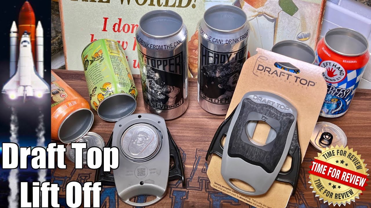 This beverage opener removes the lid from beer and soda cans