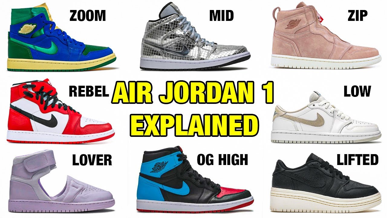 different types of jordans 1