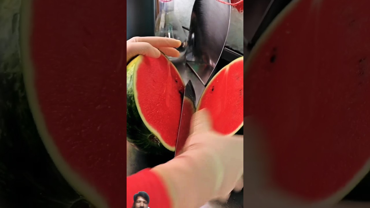 Amazingly Bright Red watermelon cutting Skills - Thai Street food