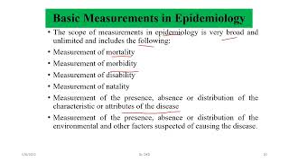 Basic Measurements in Epidemiology