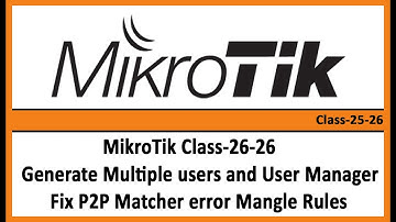 MikroTik Class-25-26 Generate Multiple users and User Manager Fix P2P Matcher error Mangle Rules