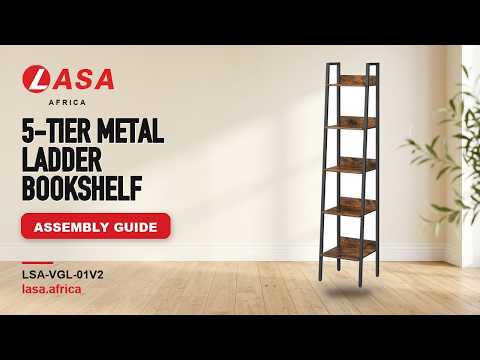 5-Tier Metal Ladder Bookshelf, Brown – Assembly