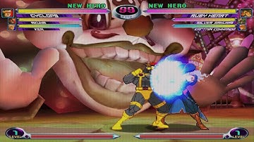 MARVEL vs. CAPCOM 2 Cyclops Akuma Ken Vs Ruby Heart Sliver Samurai Captain Commando