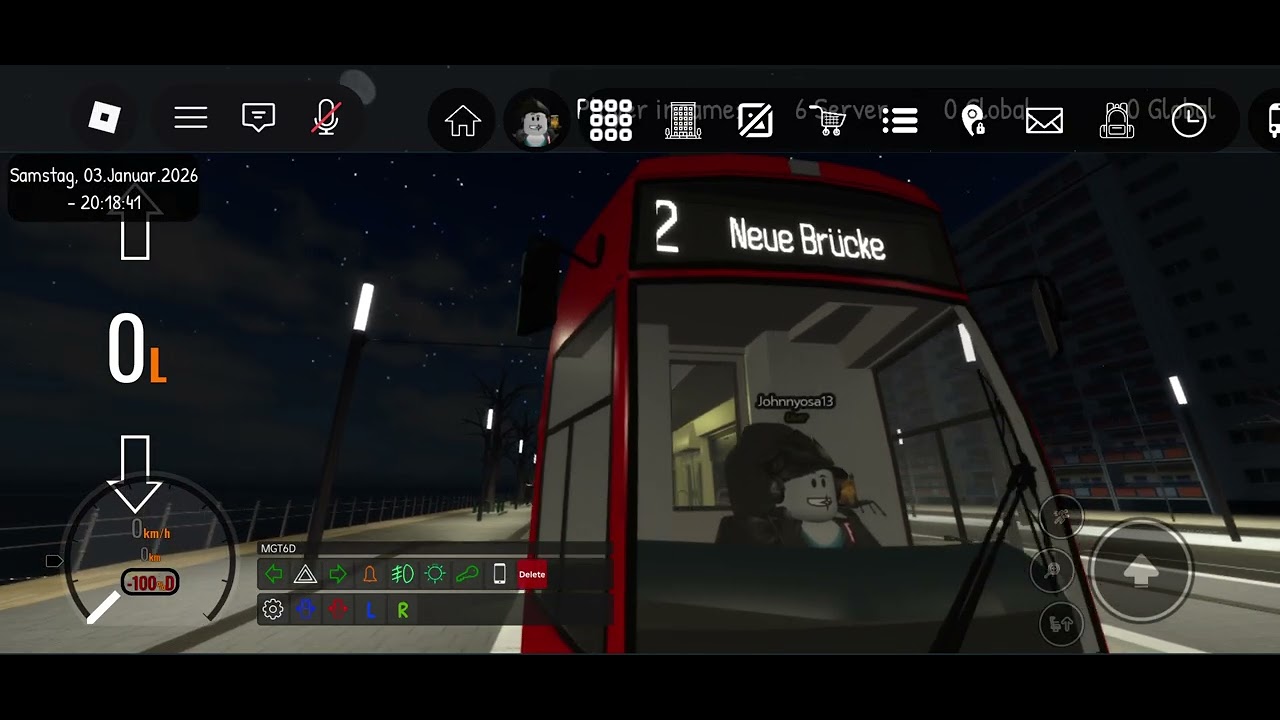 ÖPNV-Simulator, Lichten | MGT6D: Linie 2 Ludwigstraße - (Neue Brücke-) Siemensstraße/STWL