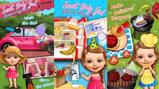 Sweet Baby Girl Cleanup 4 - Car Washing, House Makeover, Pony Care & BBQ Pool Party Kid Fun Games screenshot 3