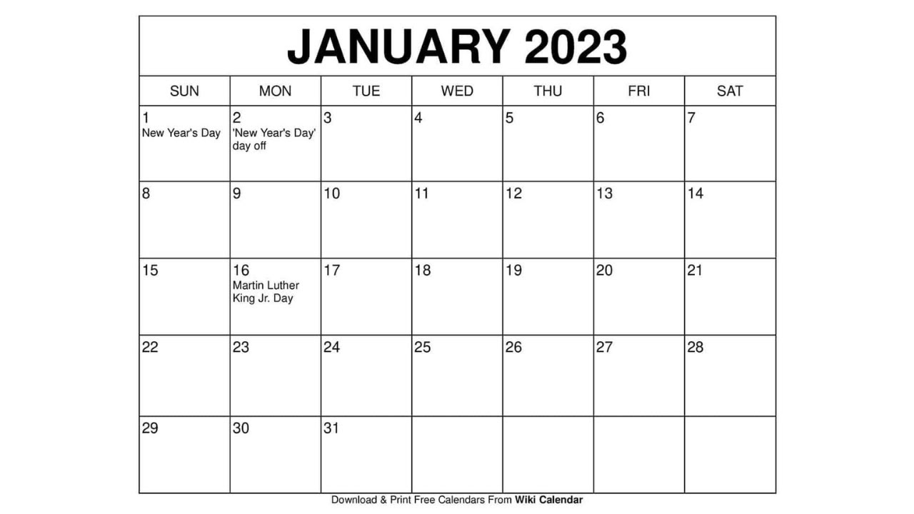 January 2023 Calendar Printable Free Wiki Get Calendar 2023 Update