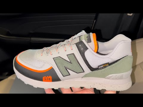 New Balance 574 All Terrain Grey Lime Green Sneakers - YouTube
