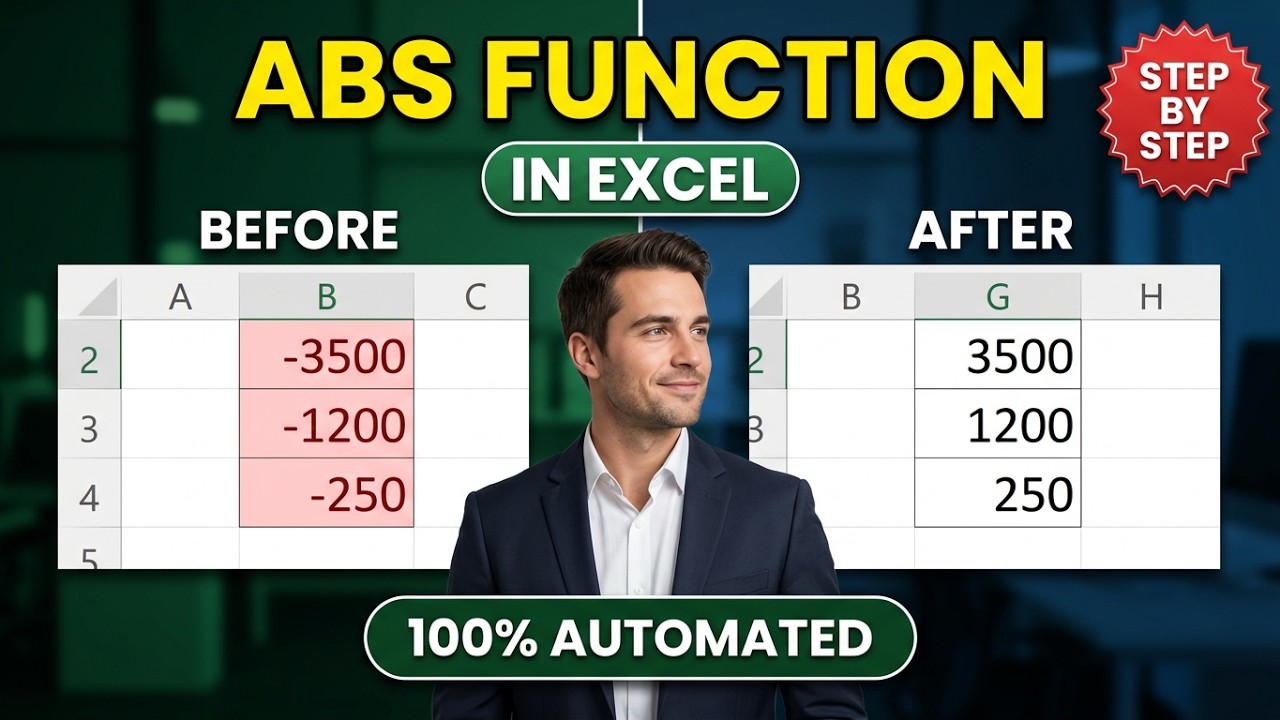 Excel Ab ABS Function in Excel#Exxcel ABS Function#How to use ABS Function in ...