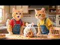 ジンジャー子猫が巨大マッチョネズミにドーナツを奪われた – お母さん猫が可愛く手作りドーナツでお腹を満たしてあげる！🍩🐱💪