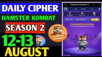 Hamster Kombat Dev Game Daily Cipher 12 August | Hamster Kombat Daily Cipher Code | Daily Combo