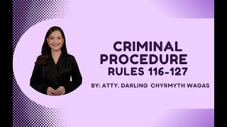 Criminal Procedure (Rules 116127)Arraignment & Plea to Provisional Remedies