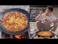 【FHD】일본아저씨의 삼겹살과 라면 ダサいおっさんの真夏の日曜日の午後のサムギョプサルとラーメン mukbang 먹방 #shorts