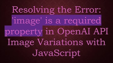 Resolving the Error: 