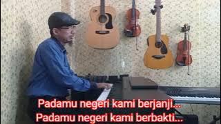 Bagimu Negeri - Kusbini (Do= G mayor) Live piano karaoke   lirik version