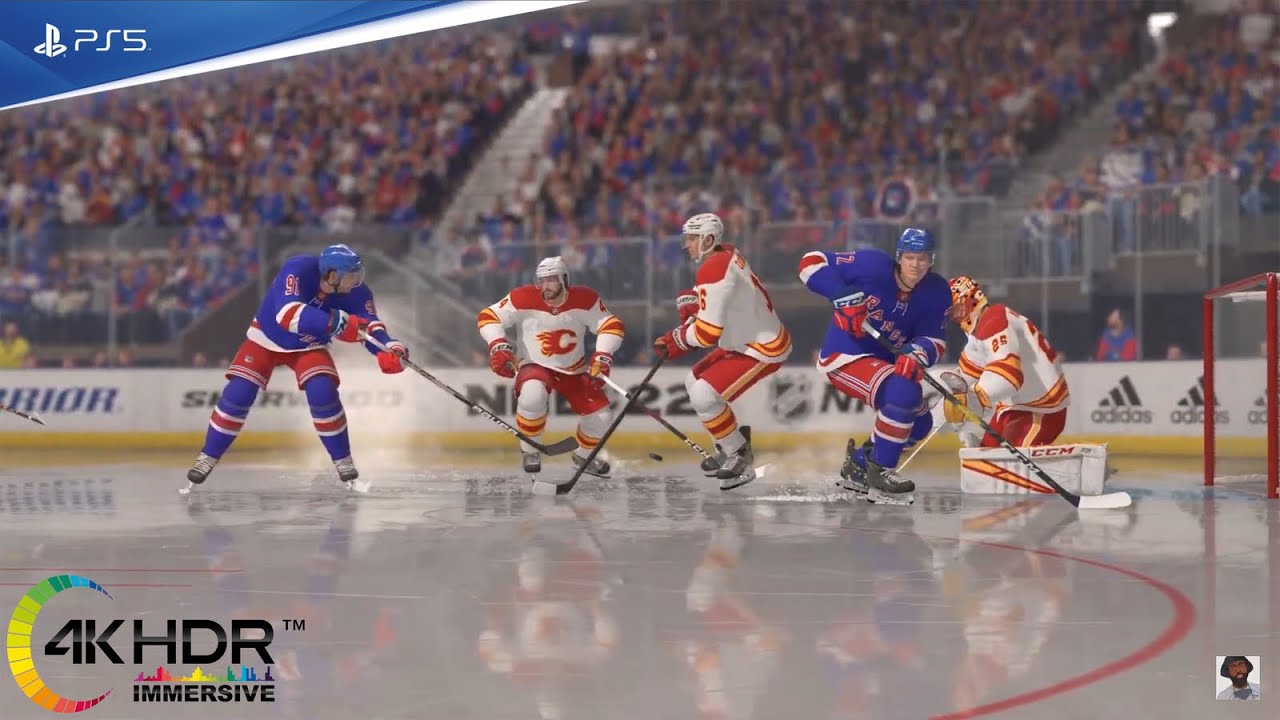 Экшн-камера NHL 22! «Нью-Йорк Рейнджерс» против «Калгари Флэймз» в 4K, ультрареалистичная графика...
