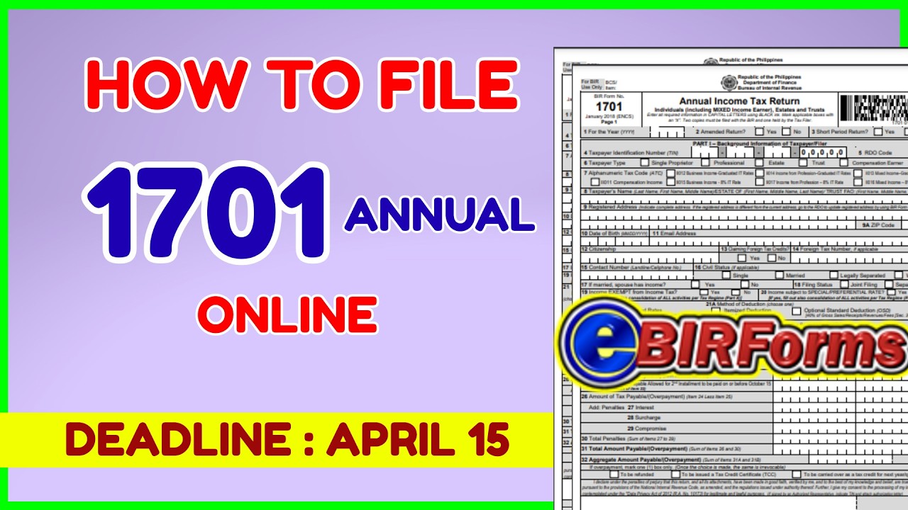 1701A Annual ITR - Paano Mag-file ng BIR Annual Income Tax Online 2026 ...
