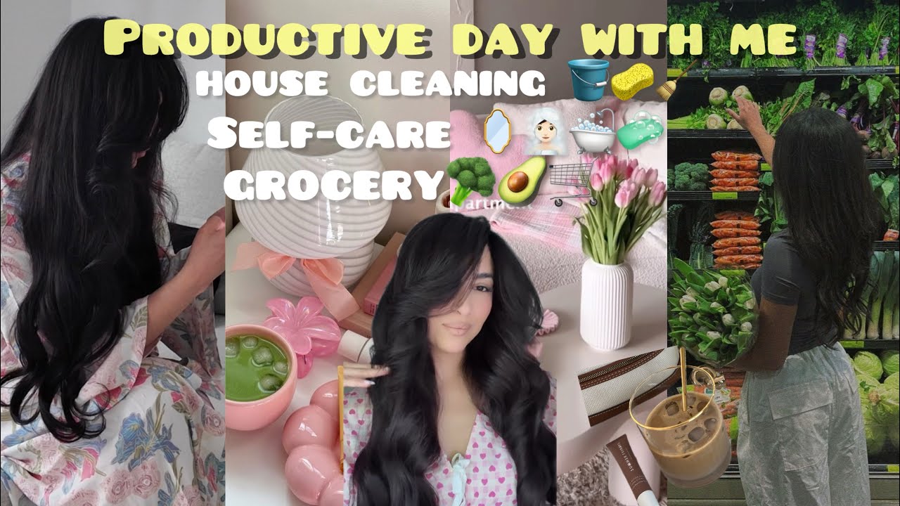Productive day with me 🪞🧖🏻‍♀️🧺🧹كيفاش كنحمي وجهي  من الشمس