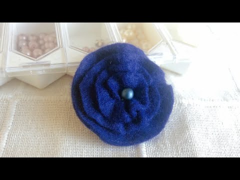 刺繍花ブローチ Daisoフェルトブローチ 立体花ブローチ 刺繍初心者向け 刺繍のやり方 Embroidery Brooch 刺绣花胸针 Youtube