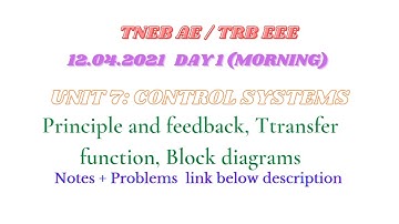 Day 1: Control Systems (Morning) | TNEB AE EEE | TRB POLYTECHNIC EEE