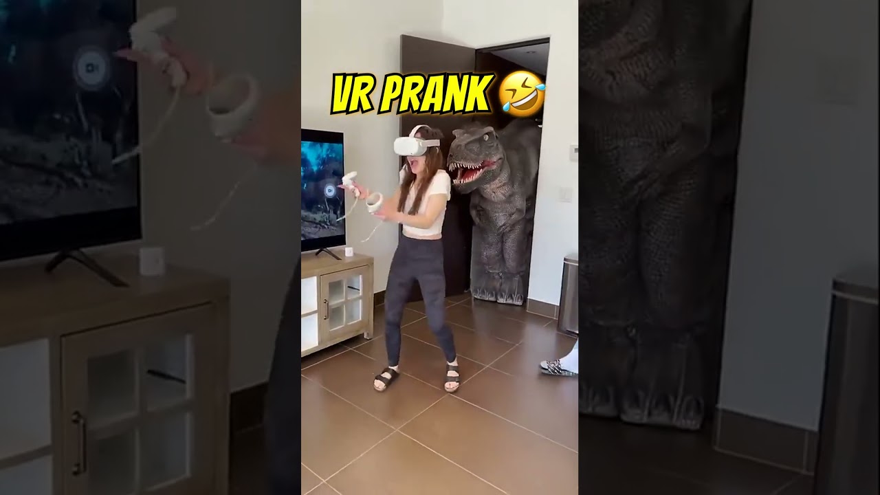 Epic VR Prank With REAL Life Dinosaur! 🦖 #shorts