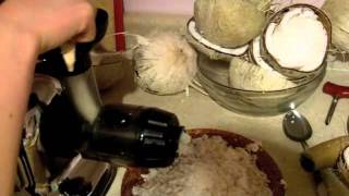 how to use the OMEGA 8006 juicer to Make Your Own Fresh Coconut Shreds in the Middle of the Night