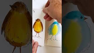 How to Paint a Bird in a Minute Part 4 - Realtime Watercolor Demo #paintabirdaday #realtime #shorts