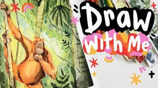 Draw With Me! Watercolour Orangutan Illustration
