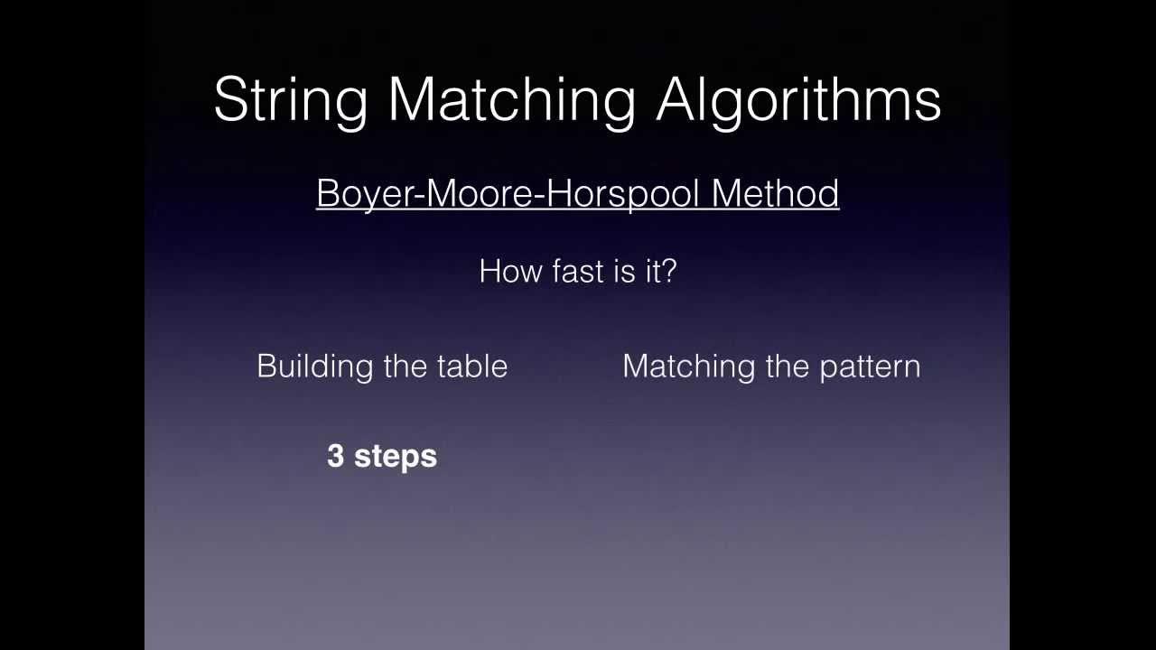 The Boyer-Moore-Horspool Algorithm - YouTube