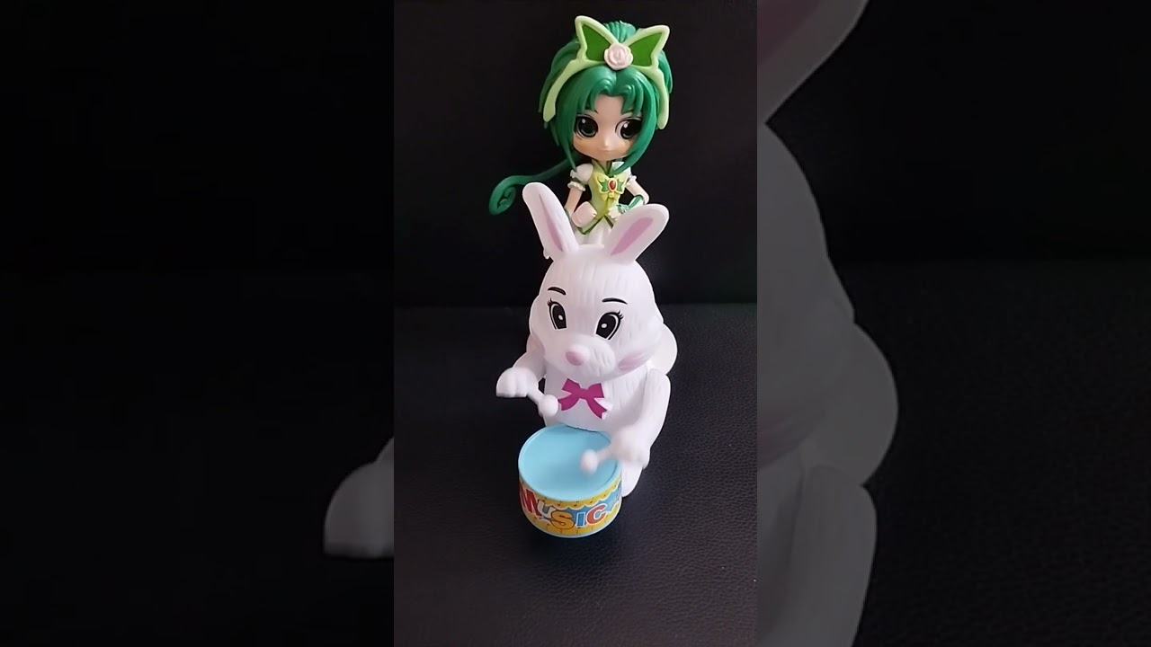 Rabbit toys playing drummer 