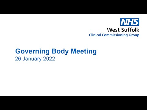 West Suffolk CCG Governing Board meeting, 26 January 2022