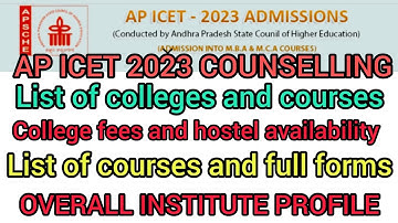 AP ICET 2023 Counselling colleges fees and hostel availability, overall institute problem