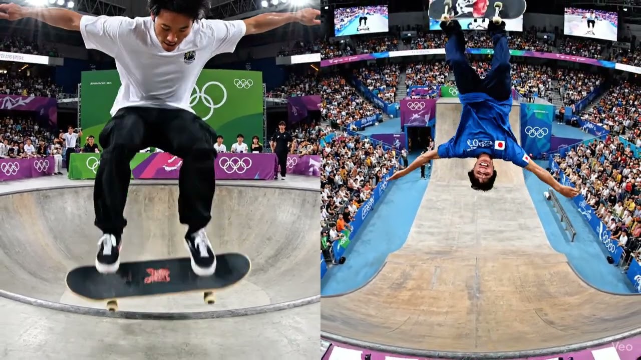 AI Practice: Olympic-Level Skateboarding | Kickflip vs 540 McTwist Split-Screen 🛹🏅