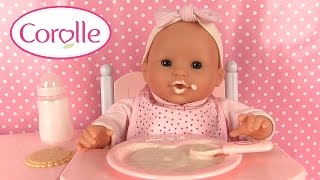 Poupée Corolle Mon Classique Poupon et Chaise Haute Bébé mange sa