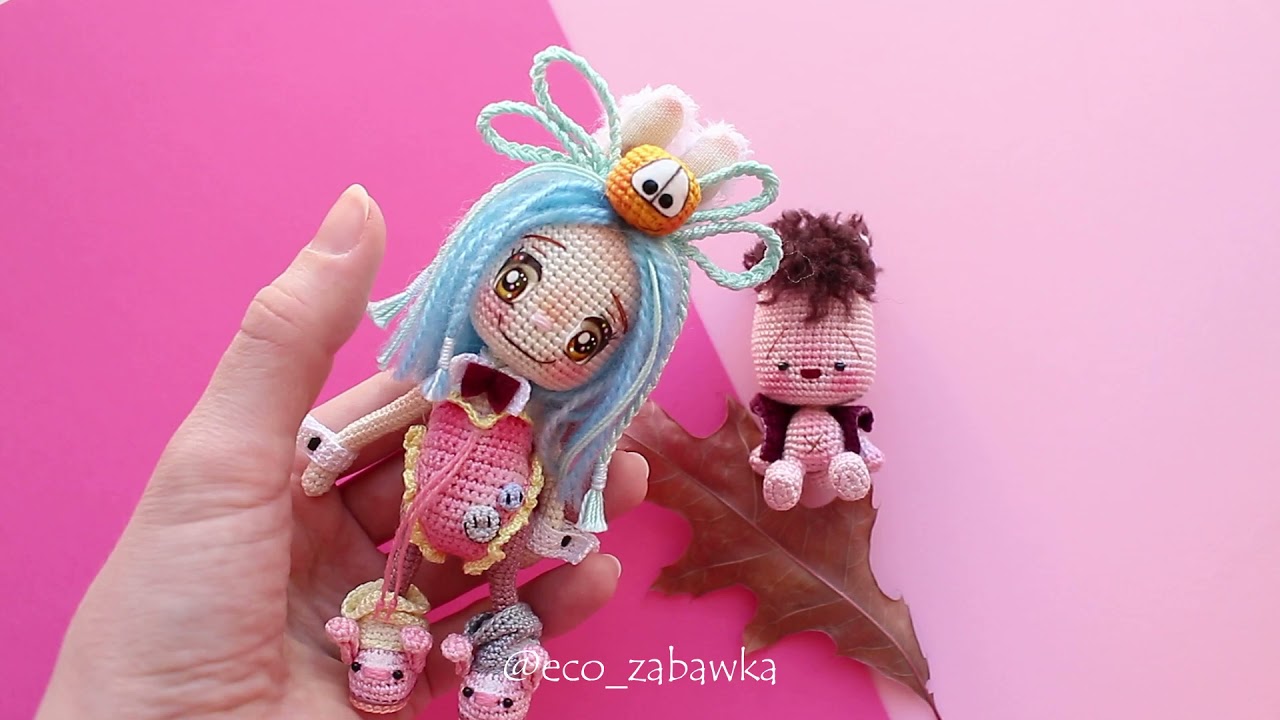 Exclusive BUNNY-DOLL by 𝐄𝐂𝐎 𝐙𝐀𝐁𝐀𝐖𝐊𝐀 ®┃Unique Author's Miniature Mini Art Collectible Crochet Amiguru